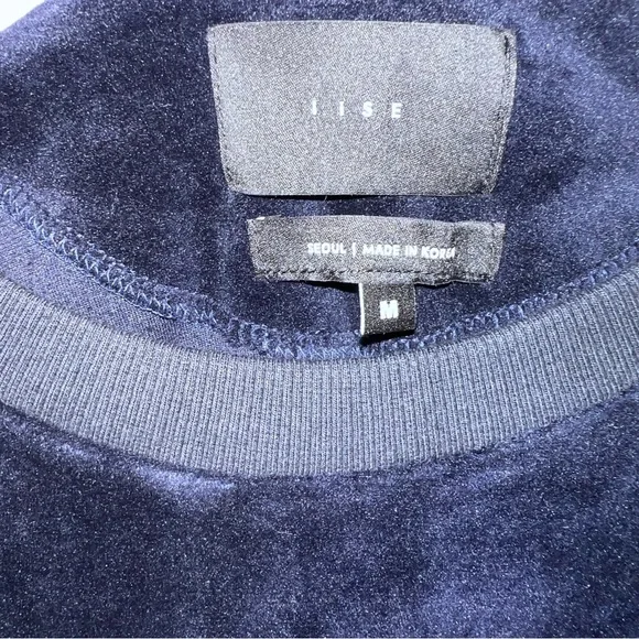 IISE streetwear designer navy velvet crewneck sweatshirt
